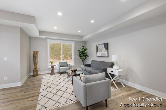 living room featuring light wood-type flooring