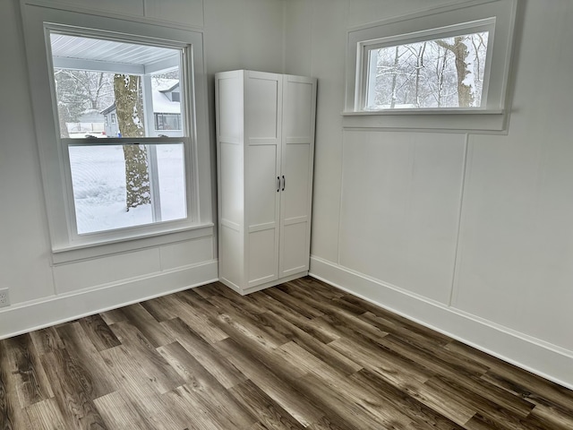 interior space with hardwood / wood-style floors and multiple windows