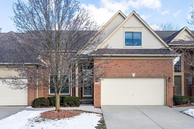 front of property with a garage