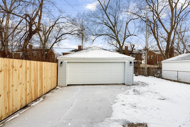 view of snow covered garage