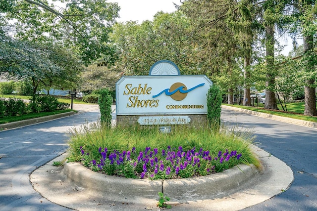 view of community sign