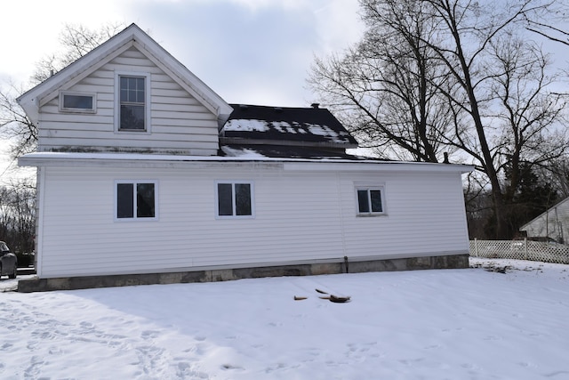 view of snow covered exterior