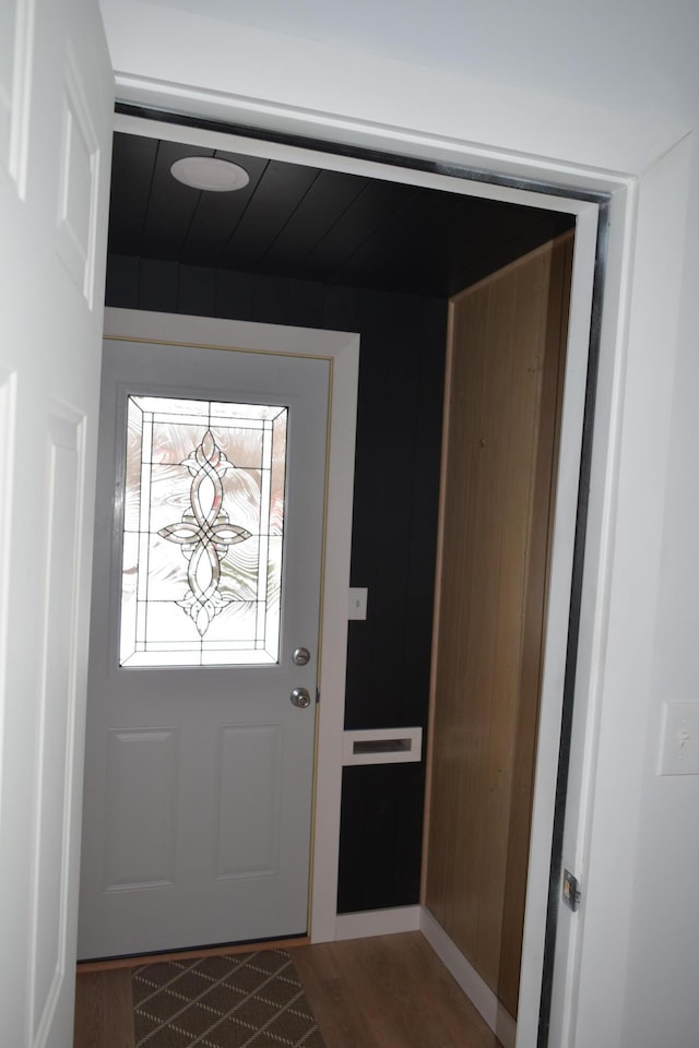 doorway featuring hardwood / wood-style flooring