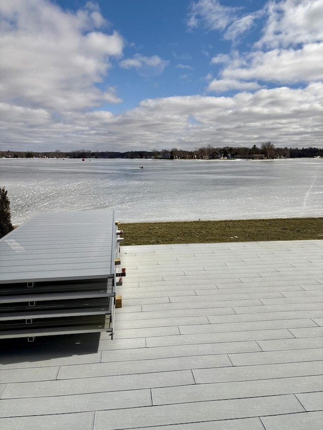 exterior space featuring a water view