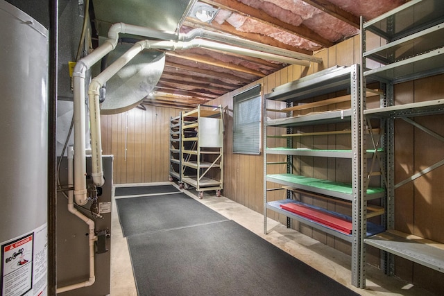 storage room featuring gas water heater