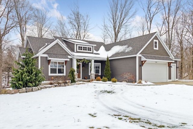 craftsman inspired home featuring a garage