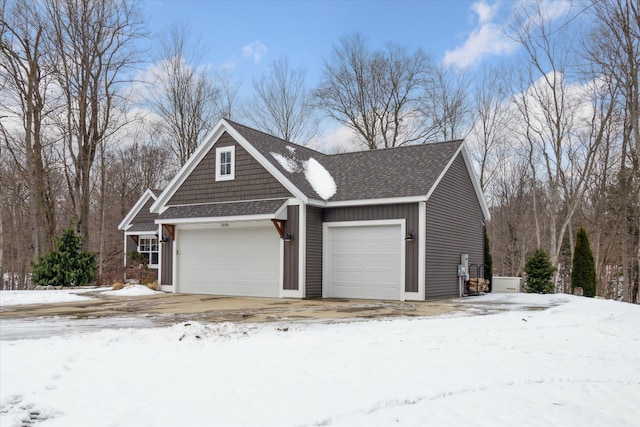 exterior space featuring a garage