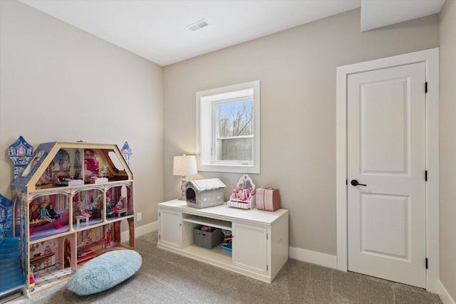 game room featuring carpet flooring