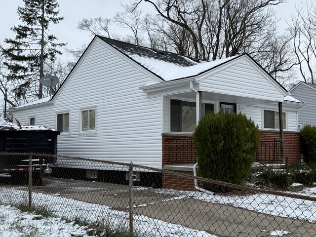 view of snowy exterior