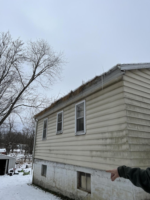 view of snow covered exterior