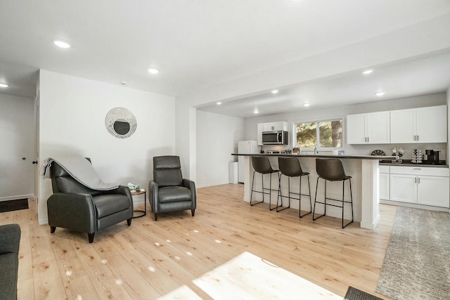 sitting room featuring light hardwood / wood-style flooring