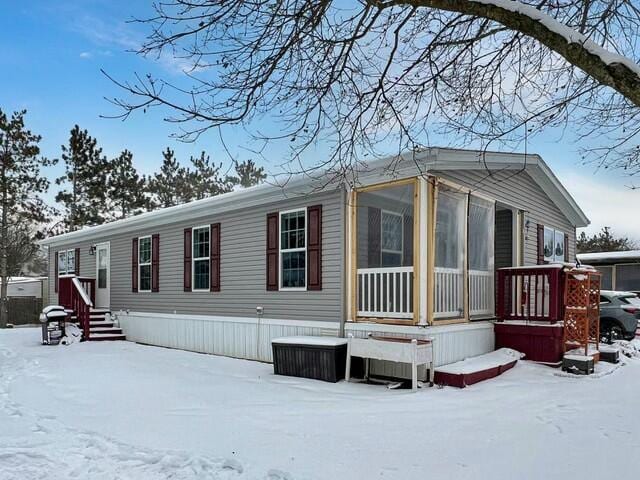 view of snow covered exterior