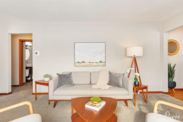 living room featuring carpet flooring