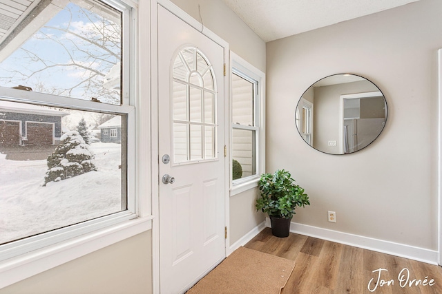 interior space with hardwood / wood-style floors