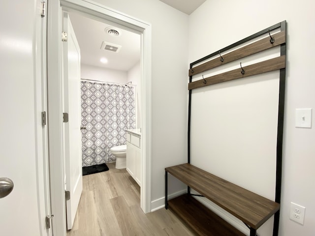 mudroom with light wood-type flooring