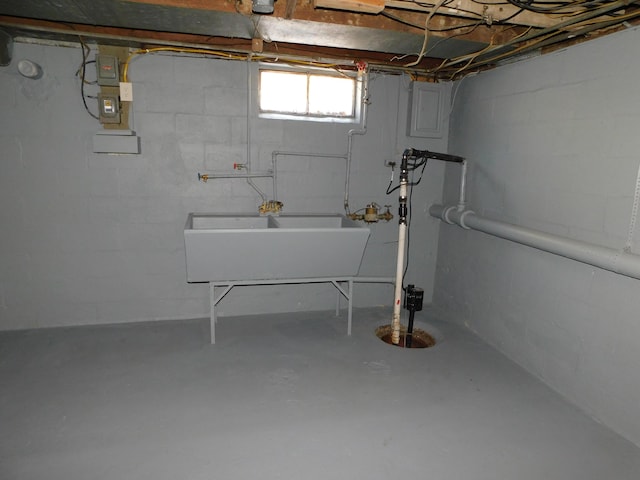 basement featuring sink