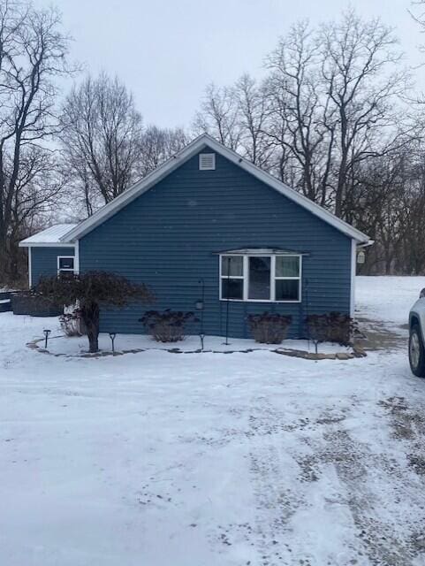 view of snow covered exterior