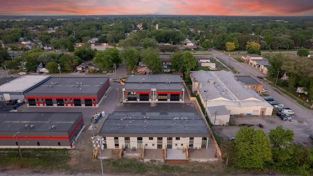 view of aerial view at dusk