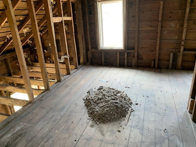 view of unfinished attic