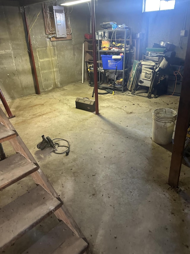 basement with electric panel