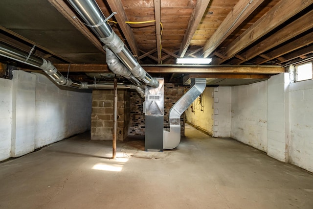 basement with heating unit