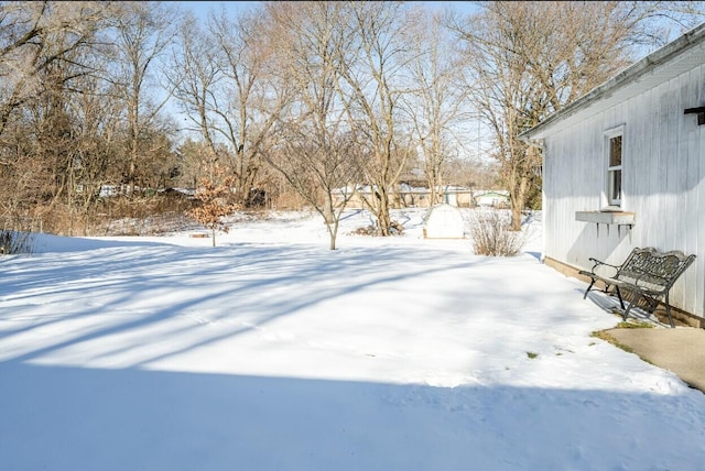 view of yard covered in snow