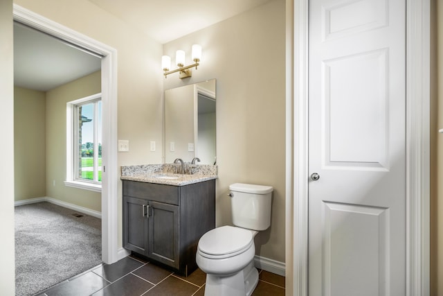 bathroom featuring tile patterned floors, toilet, and vanity