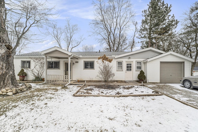 single story home with a garage