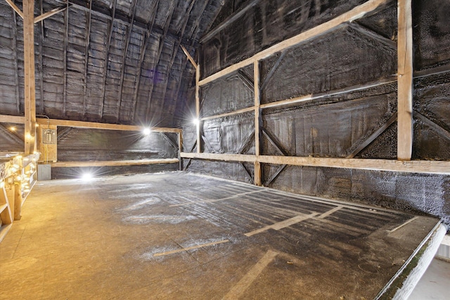 view of unfinished attic