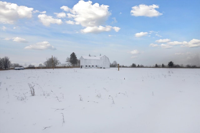 view of yard covered in snow