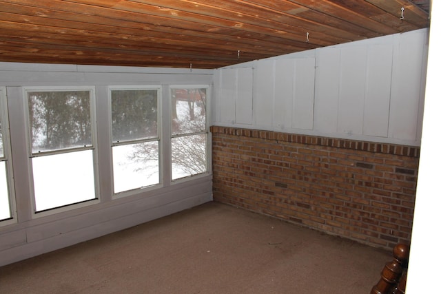 interior space with wood ceiling