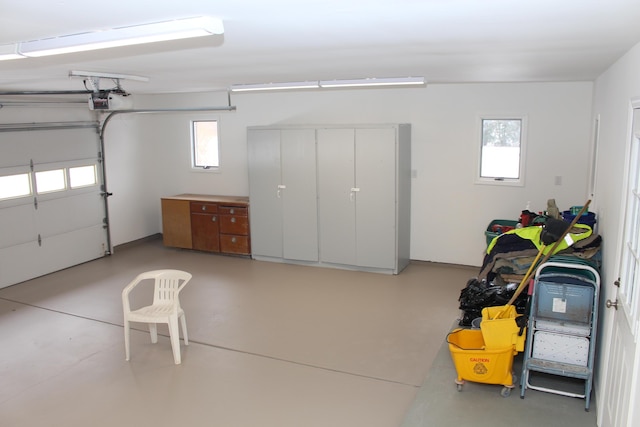 garage with a garage door opener