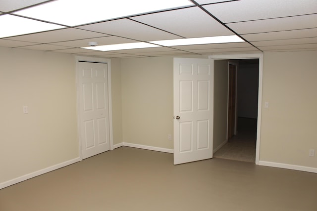 basement with a drop ceiling