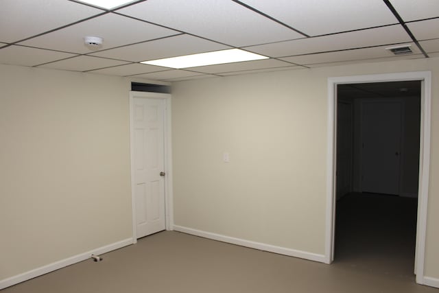 basement with a drop ceiling