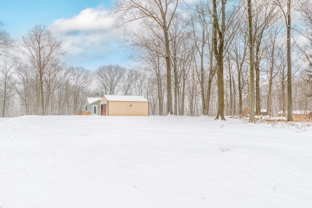 view of yard covered in snow