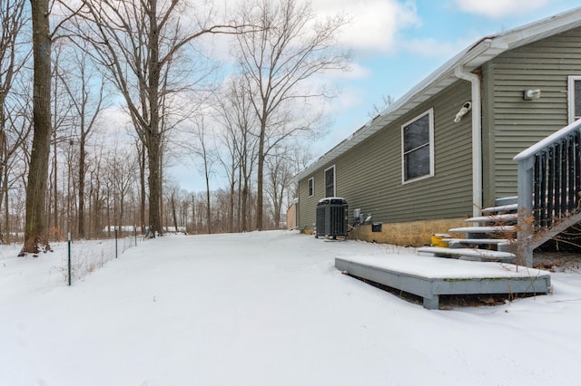 snowy yard with cooling unit