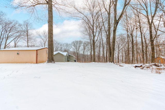 view of yard covered in snow