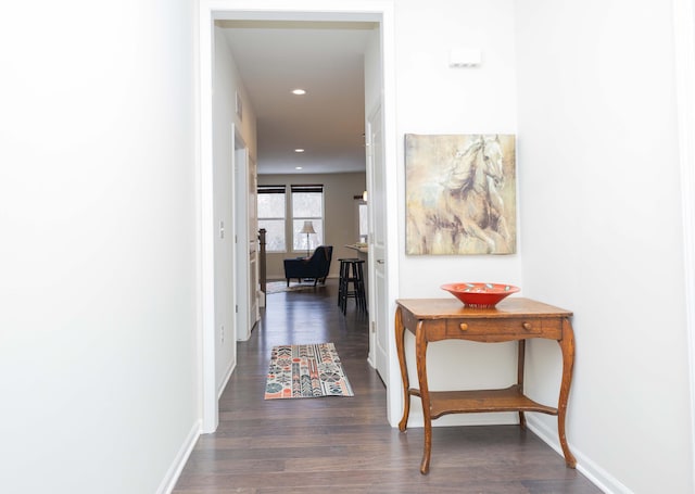 hall featuring dark hardwood / wood-style floors