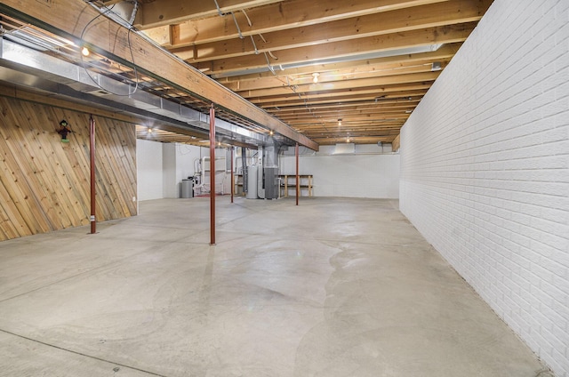 basement with wooden walls