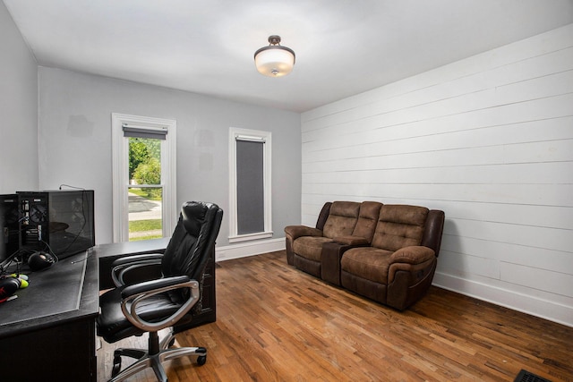 office area featuring wood-type flooring