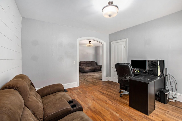 office space featuring light hardwood / wood-style floors