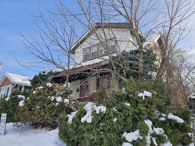 view of snow covered exterior