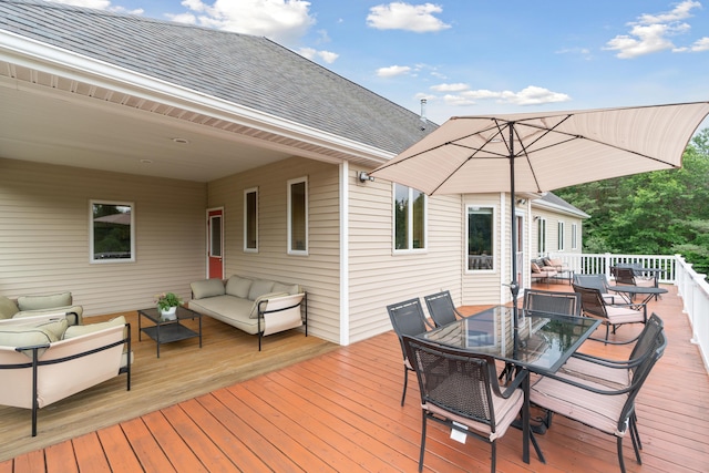 deck with an outdoor living space