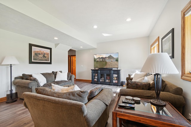 living room featuring light hardwood / wood-style floors