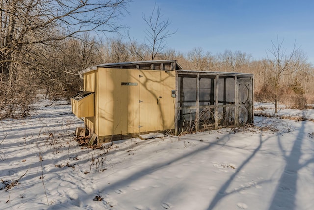 view of snow covered structure