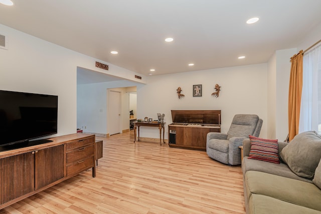 living room with light wood-type flooring