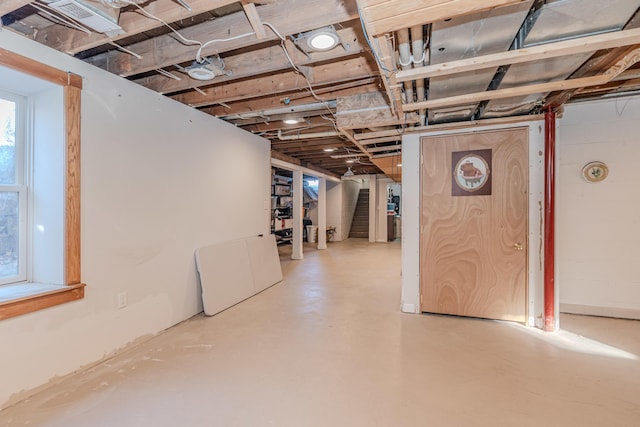 basement with a wealth of natural light