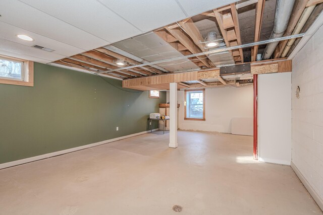 basement with a healthy amount of sunlight