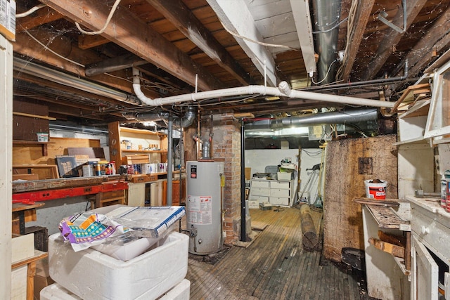 basement with water heater