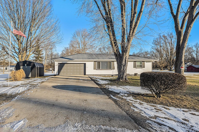 single story home featuring a garage